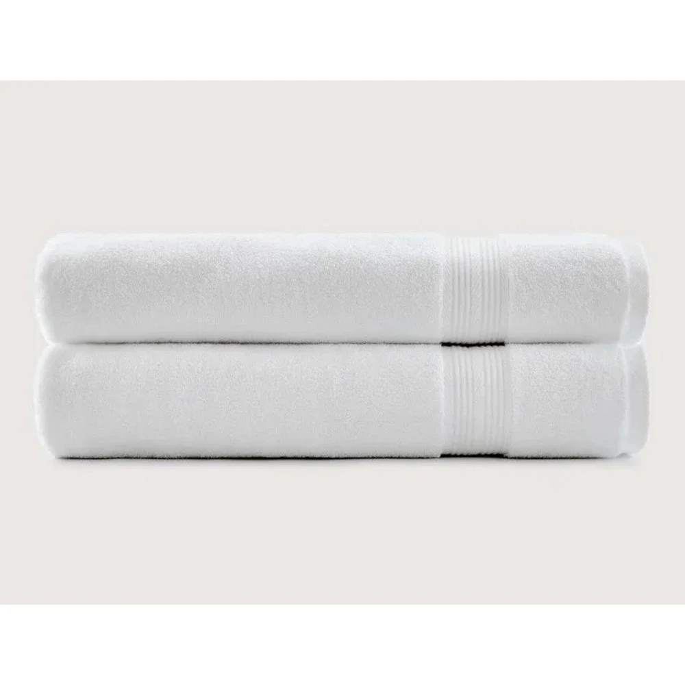 2 Pack Premium 100% Cotton Bath Towels White 600 GSM Ultrasoft 55x28in Set